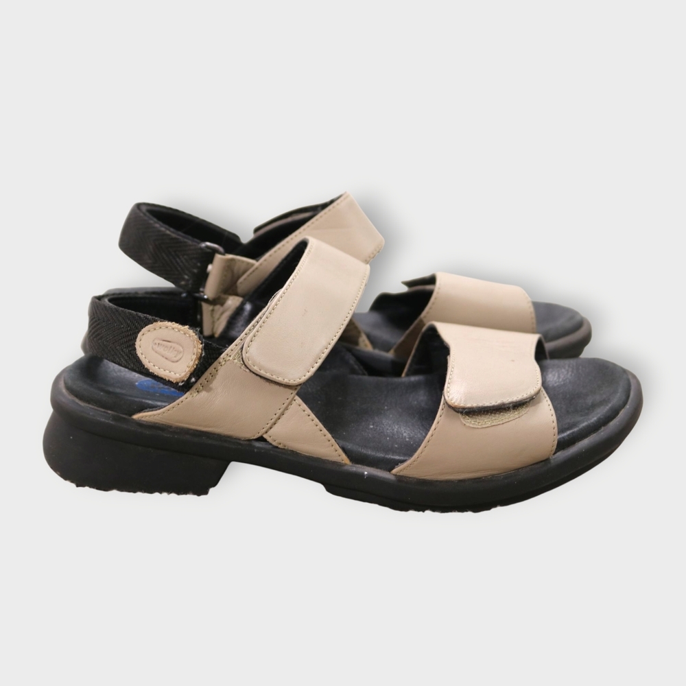 Wolky Women's Sandals Size 8 Cream And Black With Adjustable Straps EU 38
